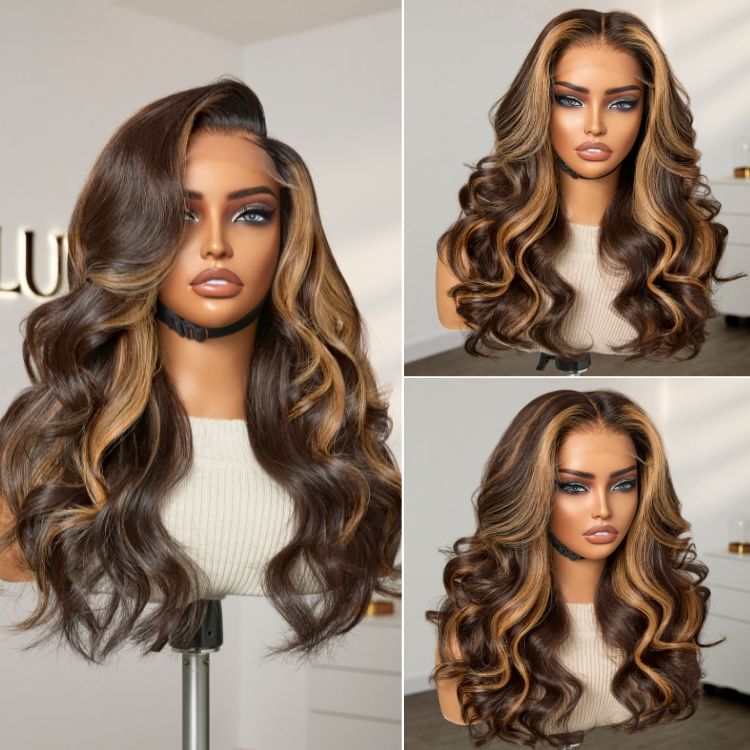 Worth I SouthKiss Hair PartingMax Glueless Wig Blonde Highlight Elegant Body Wave 7x6 Closure HD Lace Human Hair Wig Pre-Cut Lace