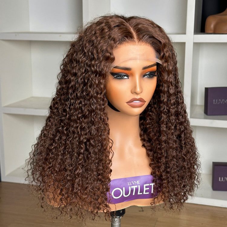 Special Deal | Brown Water Wave Glueless 5x5 Closure Lace Long Curly Wig