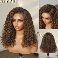 Outlet | Brown Highlights Funmi Curly Glueless 5x5 Closure Lace Curly Wig Beginner Friendly