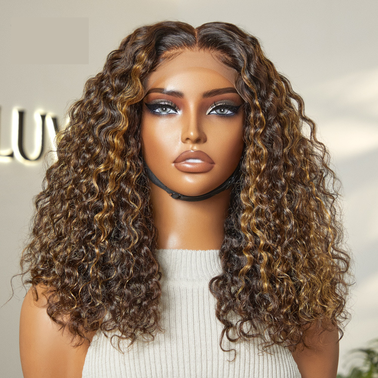 Worth | Brown Highlights Funmi Curly Glueless 7*6 Closure Lace Curly Wig Beginner Friendly