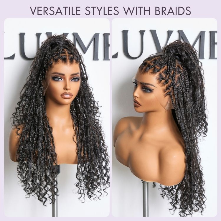 [phindilegwala_official ]'s Special Link Flexi-Fit Invisi Drawstring Cap Full Lace Knotless Boho Curls Braided 26 Inches Long Wig Super Natural Scalp