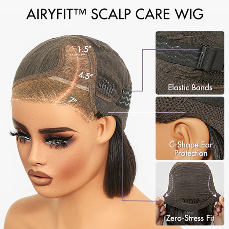 Worth I AiryFit™ Scalp Care Wigs -Salt and Pepper Glueless Minimalist HD Lace Bob Wig Pre-Cut Lace