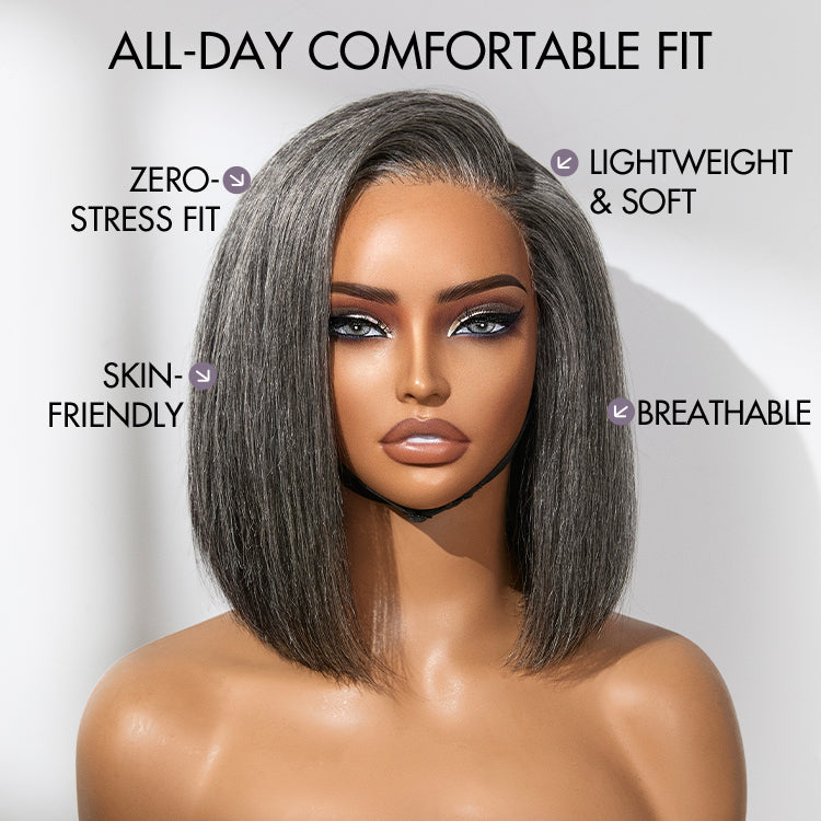Worth I Salt and Pepper Glueless Minimalist HD Lace Bob Wig Pre-Cut Lace