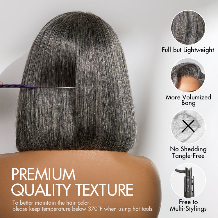 Worth I AiryFit™ Scalp Care Wigs -Salt and Pepper Glueless Minimalist HD Lace Bob Wig Pre-Cut Lace