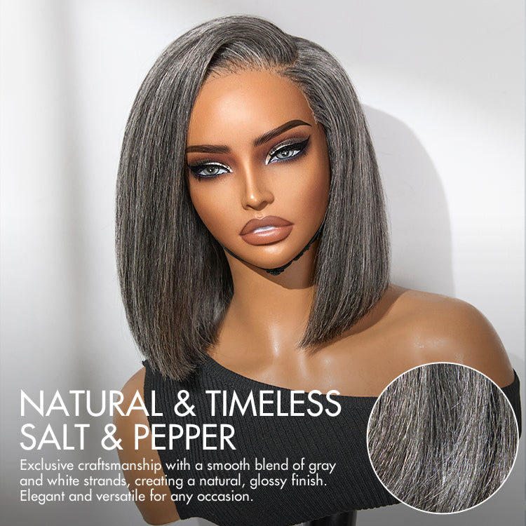 Worth I AiryFit™ Scalp Care Wigs -Salt and Pepper Glueless Minimalist HD Lace Bob Wig Pre-Cut Lace