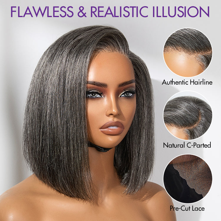 Worth I AiryFit™ Scalp Care Wigs -Salt and Pepper Glueless Minimalist HD Lace Bob Wig Pre-Cut Lace