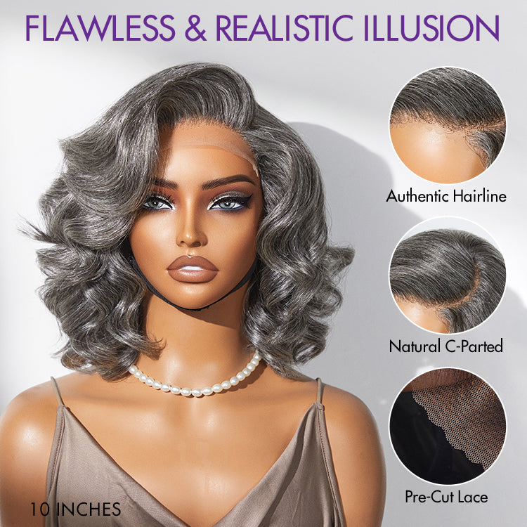 Worth | Mature Boss Salt and Pepper Bouncy Egg Curls Glueless Minimalist HD Lace Grey Wig