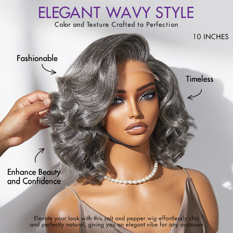 Worth | Mature Boss Salt and Pepper Bouncy Egg Curls Glueless Minimalist HD Lace Grey Wig