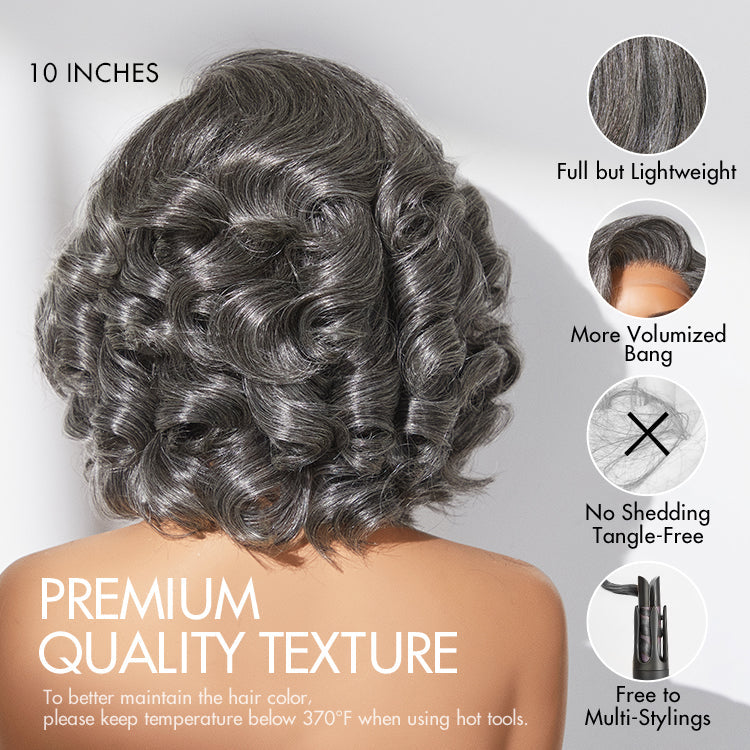 Worth | Mature Boss Salt and Pepper Bouncy Egg Curls Glueless Minimalist HD Lace Grey Wig