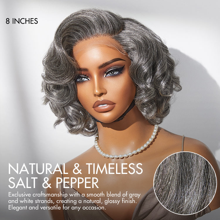 Worth | Mature Boss Salt and Pepper Bouncy Egg Curls Glueless Minimalist HD Lace Grey Wig