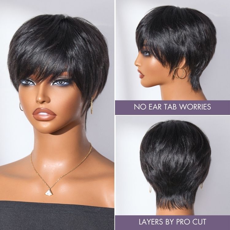[pheladi_pm_]'s Special Link Throw On & Go Short Cut with Bangs Wig Ultra Comfort Cotton Cap Glueless Wig Hair Loss Friendly