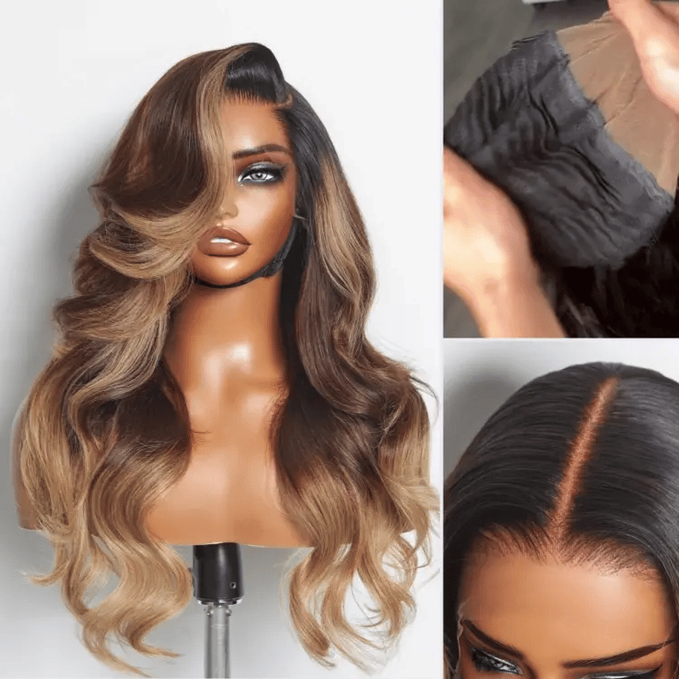 Worth I AiryFit™ Scalp Care Wigs - Deep Parting Ombre Blonde Highlight Body Wave 11x6 Frontal HD Lace Glueless Wig