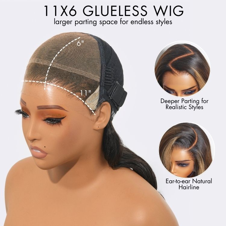 Worth I AiryFit™ Scalp Care Wigs - Deep Parting Ombre Blonde Highlight Body Wave 11x6 Frontal HD Lace Glueless Wig
