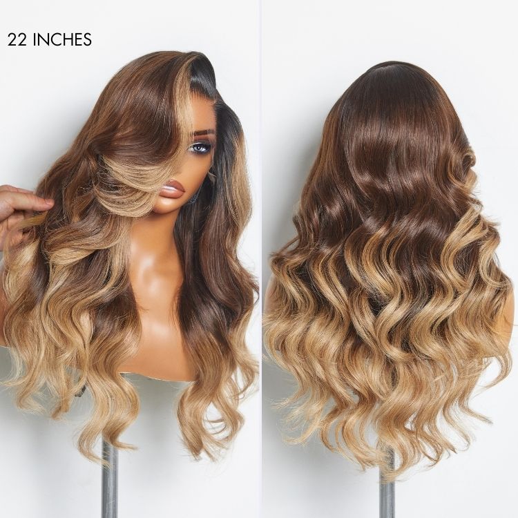 Worth I AiryFit™ Scalp Care Wigs - Deep Parting Ombre Blonde Highlight Body Wave 11x6 Frontal HD Lace Glueless Wig