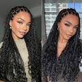 special I Flexi-Fit Invisi Drawstring Cap Full Lace Knotless Boho Curls Braided 26 Inches Long Wig Super Natural Scalp