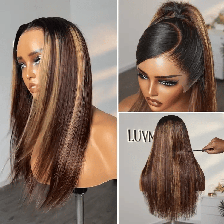 Worth | PreMax Wigs - Blonde Highlight Silky Straight Ear-to-ear Glueless 13x4 Frontal Long Wig