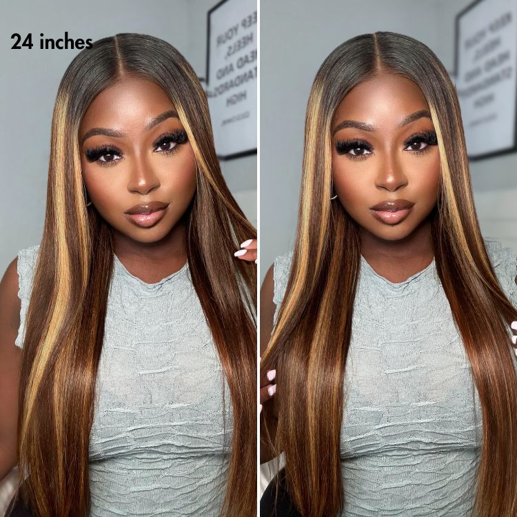 Worth | PreMax Wigs - Blonde Highlight Silky Straight Ear-to-ear Glueless 13x4 Frontal Long Wig
