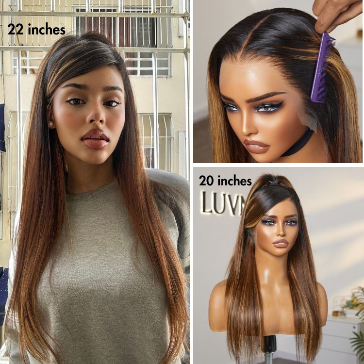 Worth | PreMax Wigs - Blonde Highlight Silky Straight Ear-to-ear Glueless 13x4 Frontal Long Wig