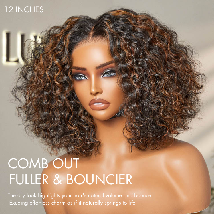[seson.aa]'s Special Link 1 Sec Install Wig | 180% Density ReadytoGo Soft Deep Curl Bob Glueless 4x4 Closure Lace Wig