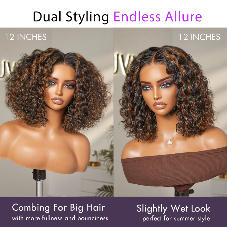 [Uh.maaahle]'s Special Link-PreMax Wigs | Highlight Brown & Natural Black 180% Density Deep Wave 4x4 Closure Lace Wig Middle Part 100% Human Hair