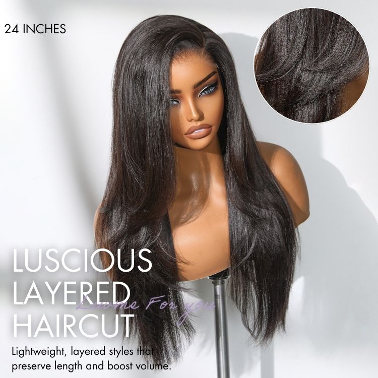 Worth |  All-Day Comfort™ Wig Layered Light Yaki Straight Glueless 7x6 Closure HD Lace Wig Pre-Cut Lace