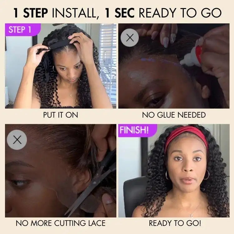 Worth | Black Deep Wave Headband Wig