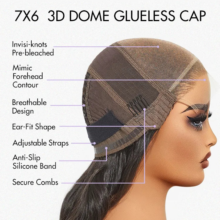 OUTLET | SouthKiss All-Day Comfort™ Wig Bouncy Wand Curly 7x6 Closure HD Glueless Wig Pre-Cut Lace