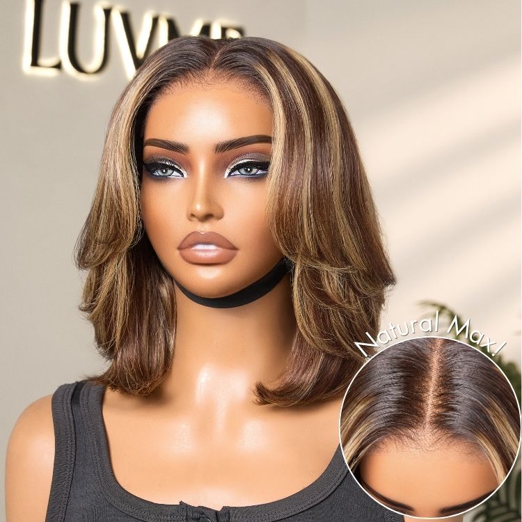 [real_loverea]'s Special Link Blonde Highlight Short Layered Bob Wig Glueless 5x5 Closure Pre-Cut Lace Wig All Head Sizes Fit Cap