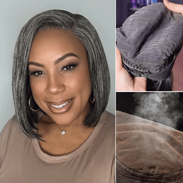 Worth I Salt and Pepper Glueless Minimalist HD Lace Bob Wig Pre-Cut Lace