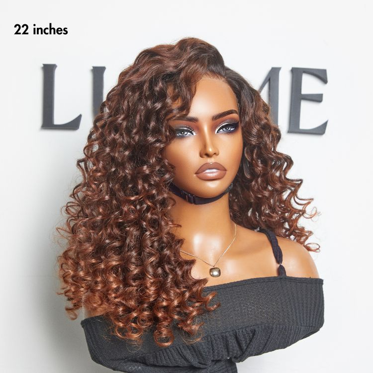 Worth I SouthKiss Hair PartingMax Glueless Wig Ombre Copper Brown Water Wave 7x6 Closure HD Lace Wig