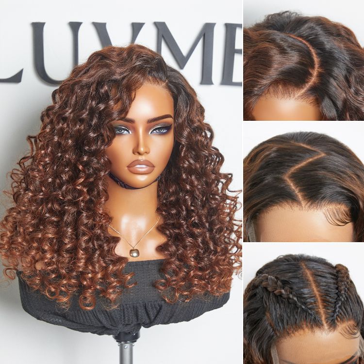 Worth I SouthKiss Hair PartingMax Glueless Wig Ombre Copper Brown Water Wave 7x6 Closure HD Lace Wig