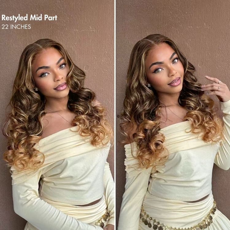 Worth | Sun-Kissed Blonde Ombre Highlight Loose Body Wave Glueless 4x4 Lace Wig Pre-Cut Lace