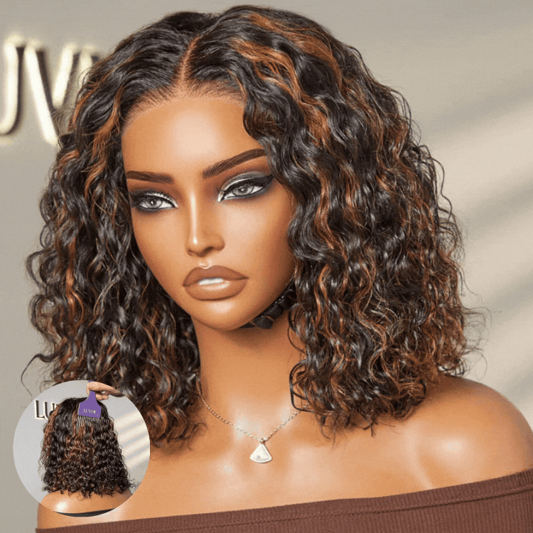 [veh_neh_sah]'s Special Link PreMax Wigs | Highlight Brown 180% Density Deep Wave 4x4 Closure Lace Wig Middle Part 100% Human Hair