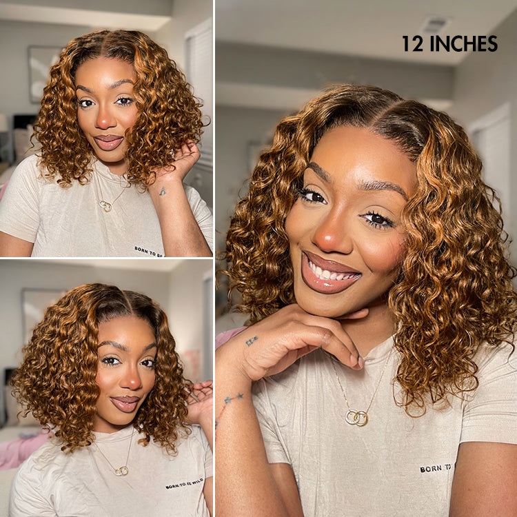 Worth I Brown Highlight Deep Curly Glueless 5x5 Closure Pre-Cut Lace Wig