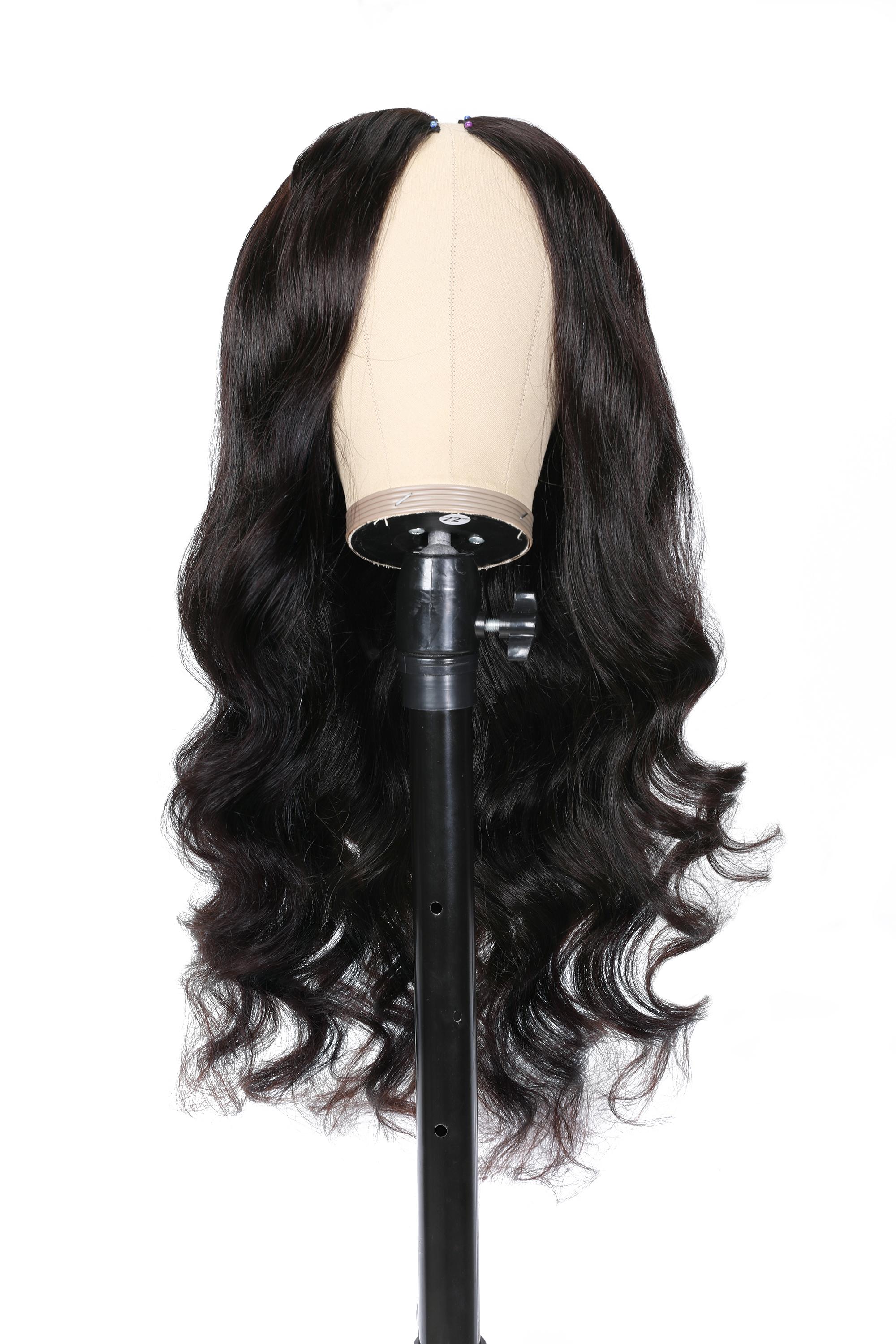 The UNice Body Wave Beginner Friendly V Part Wig 30 Seconds Quick Install Natural Black product image shows a wig with a long, wavy hair and body wave texture, natural.