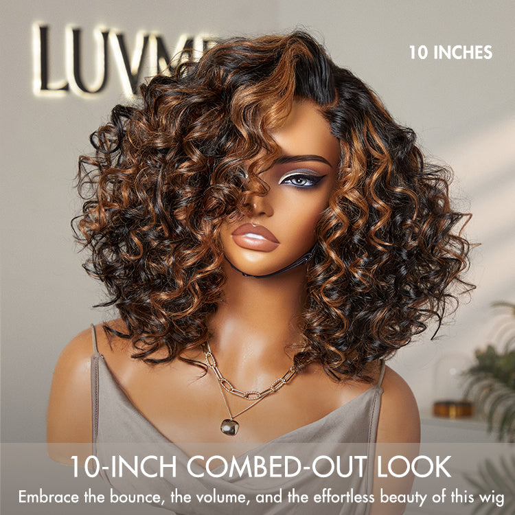 Worth | Effortless Elegance Copper Highlight Bouncy Curl Wig Minimalist HD Lace Glueless Wig Pre-Cut Lace