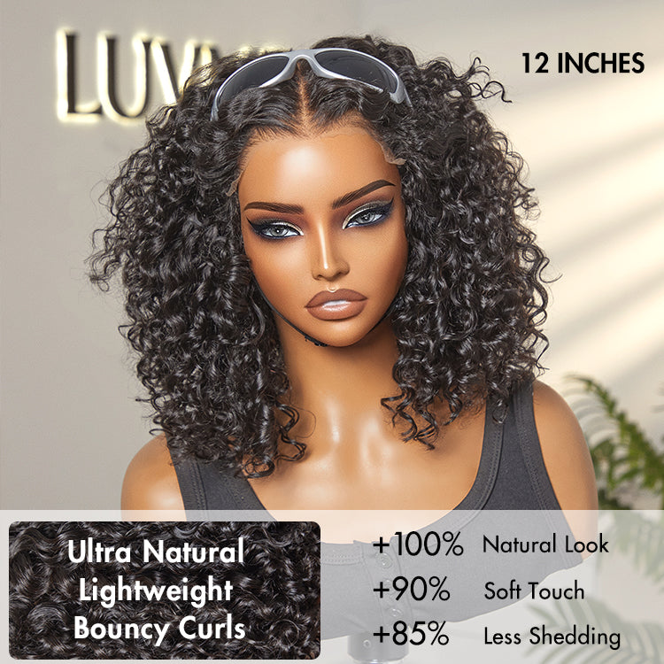 1 SEC INSTALL WIG | Ombre Brown Highlight / Natural Black Deep Curly Glueless 5x5 Closure Lace Wig Pre-Cut Lace