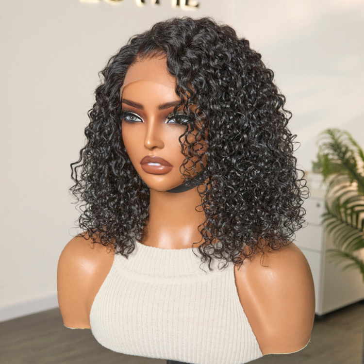Worth | Wet and Wavy | Water Wave 4x4 Closure Lace Glueless Side Part Short Wig 100% Human Hair