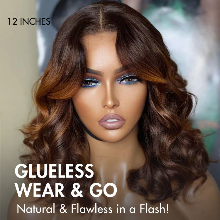 [mrsbrealtor_]'s Special Link Elegant Brown Ombre Loose Wave Minimalist HD Lace Glueless Short Wig 100% Human Hair Pre-Cut Lace