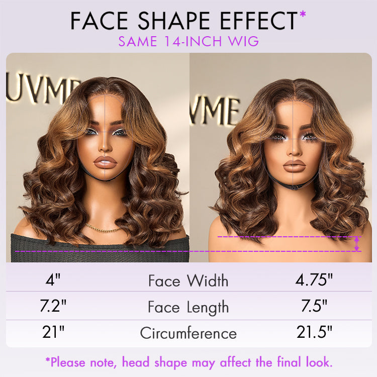 Special Deal I Elegant Brown Ombre Loose Wave Minimalist HD Lace Glueless Short Wig 100% Human Hair Pre-Cut Lace