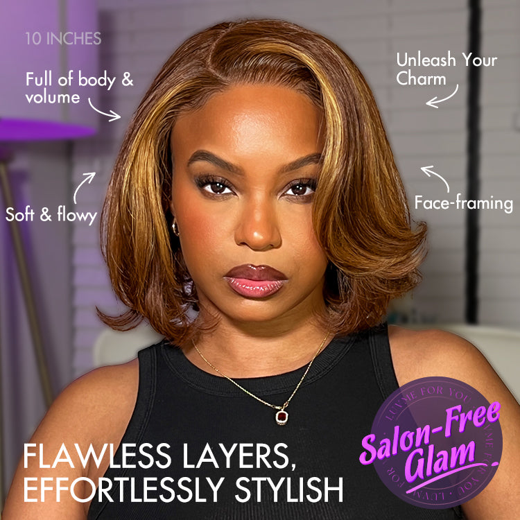 Worth | Toffee Brown Mix Blonde Layered Cut Glueless Bob Wig