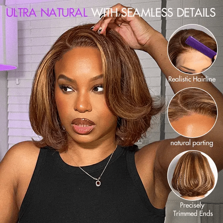 Worth | Toffee Brown Mix Blonde Layered Cut Glueless Bob Wig