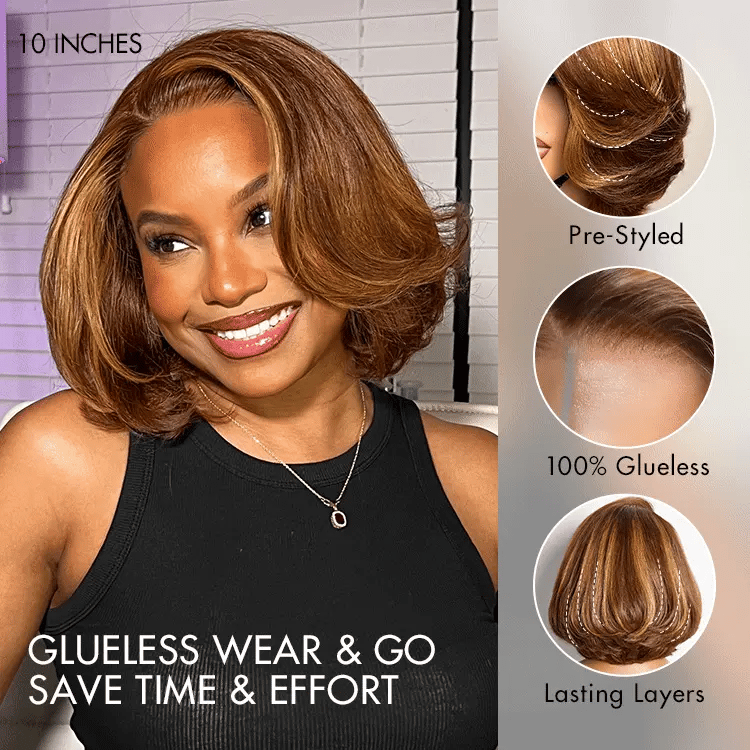 Worth | Toffee Brown Mix Blonde Layered Cut Glueless Bob Wig