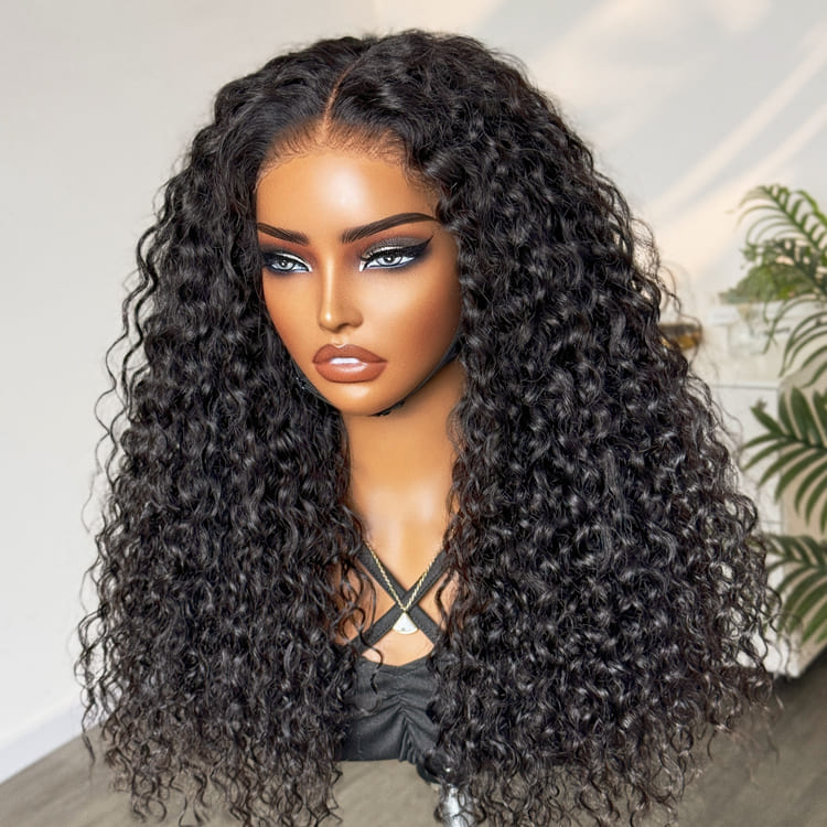 Outlet | Natural Black Wave Wave 5x5 Closure Lace Wig Mid Part