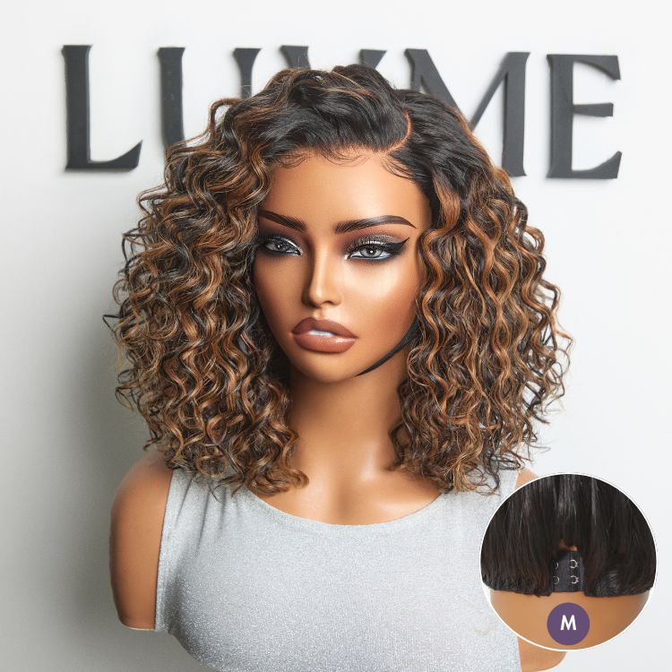 outlet I SouthKiss All-Day Comfort™ Wig Brown Highlight Deep Wave Glueless Minimalist HD Lace Curly Wig Pre-Cut Lace