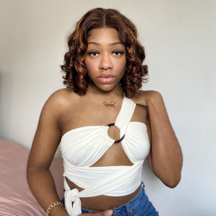 Worth | Elegant Brown Ombre Loose Wave Minimalist HD Lace Glueless Short Wig 100% Human Hair