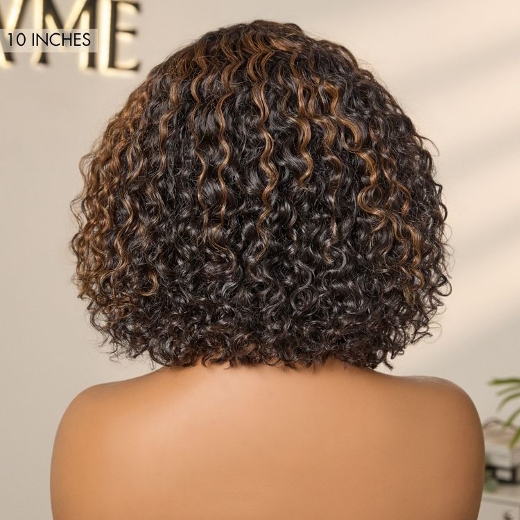 Worth | Blonde Highlight Short Curly Glueless Minimalist HD Lace Human Hair Wig