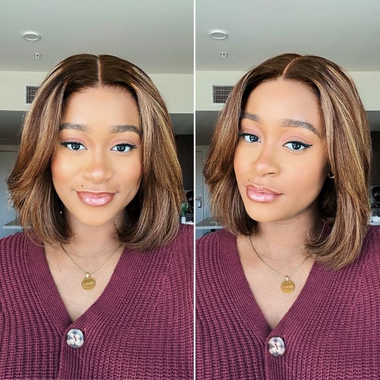 Worth | Blonde Highlight Short Layered Bob Wig Glueless 5x5 Closure Pre-Cut Lace Wig