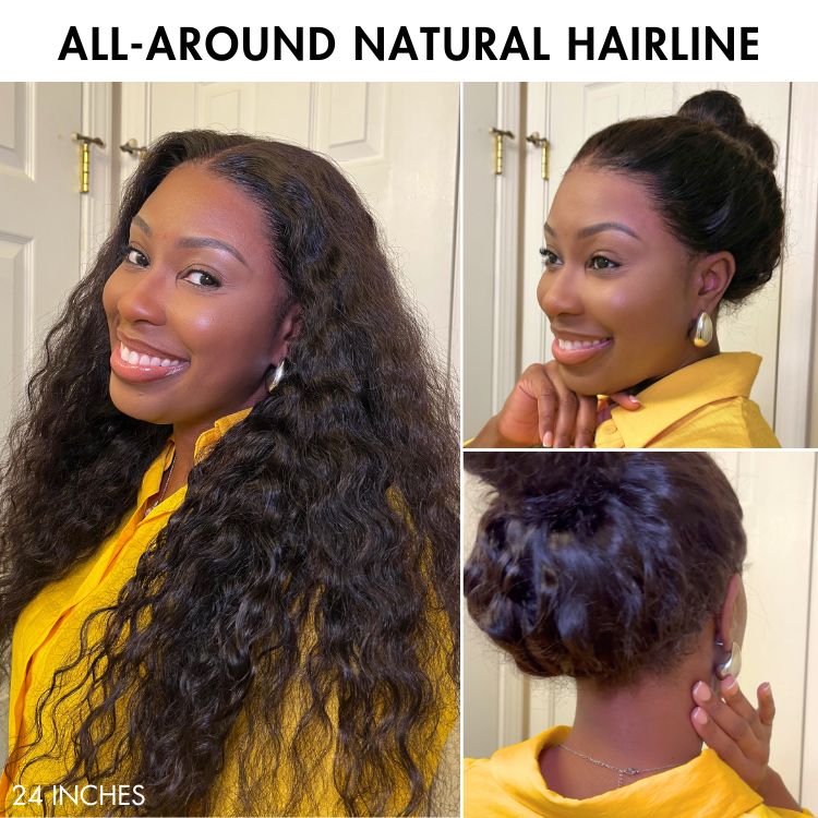 special I PreMax Wigs | Glueless 360 Lace Super Natural Hairline Water Wave Free Part Human Hair Wig