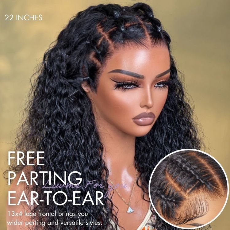 [dandelion_black2]'s Special Link PreMax 180% / 220% Density Water Wave Glueless Flexi-Fit Drawstring 13x4 Frontal Lace Fluffy Curly Wig Pre-Cut Lace
